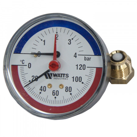 Термоманометр D80 G1 4  0,4 МПа-120°С (аксиальный)  Watts